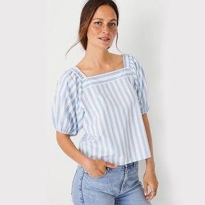 Ann Taylor Stripe Tie Back Square Neck Top